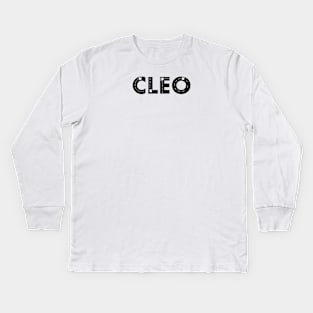 Cleo cat name made of hand drawn paw prints Kids Long Sleeve T-Shirt
